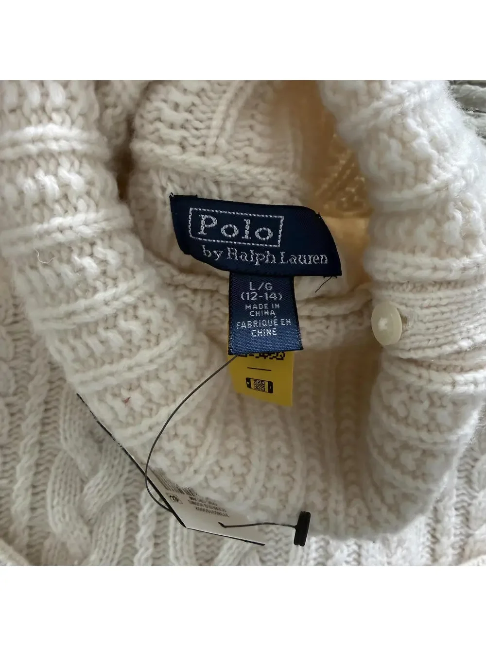 POLO RALPH LAUREN Girls  L Wool/Cashmere Cable Knit Turtlemeck Ivory Sweater NWT